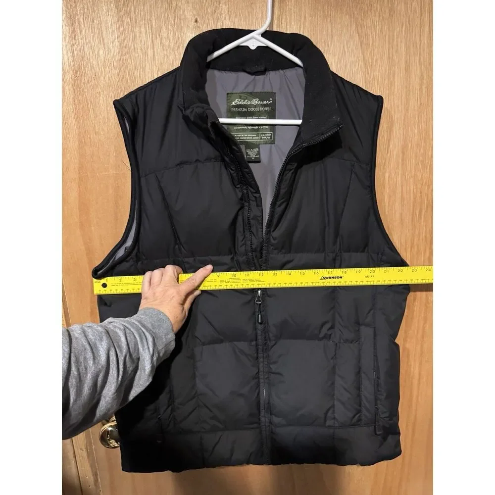 Eddie Bauer Men's M Black Goose Down Puffer Vest Full Zip Premium Outdoor Hiking